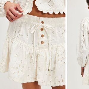NWT Free People Roselle Eyelet Mini Skirt, S